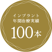 インプラント年間治療実績 100本
